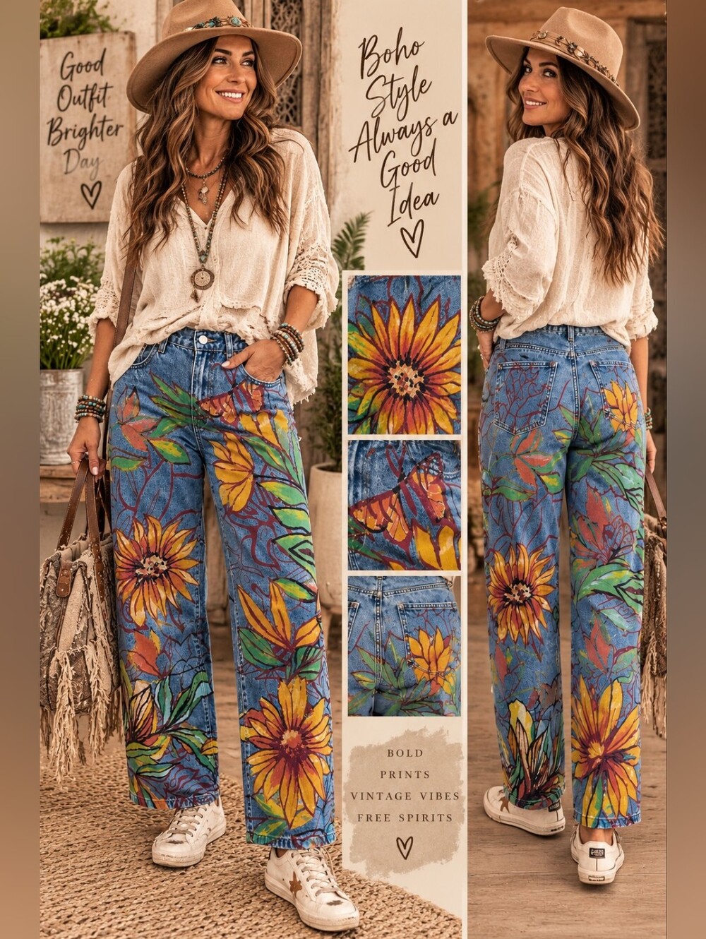 #1913 Oli & Hali Sunflower Butterfly Jeans - Picture 2 of 3